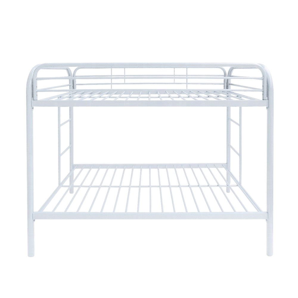 White Twin Over Twin Metal Bunk Bed-1
