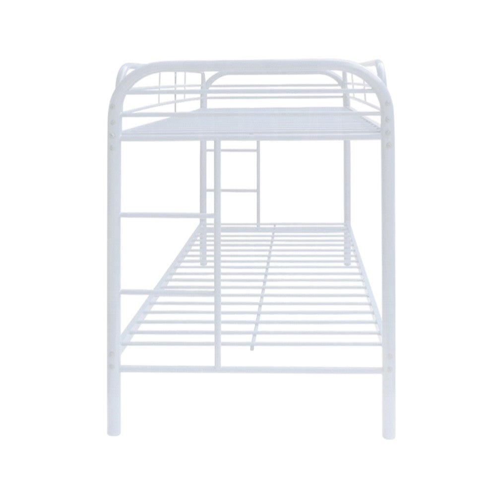 White Twin Over Twin Metal Bunk Bed-3