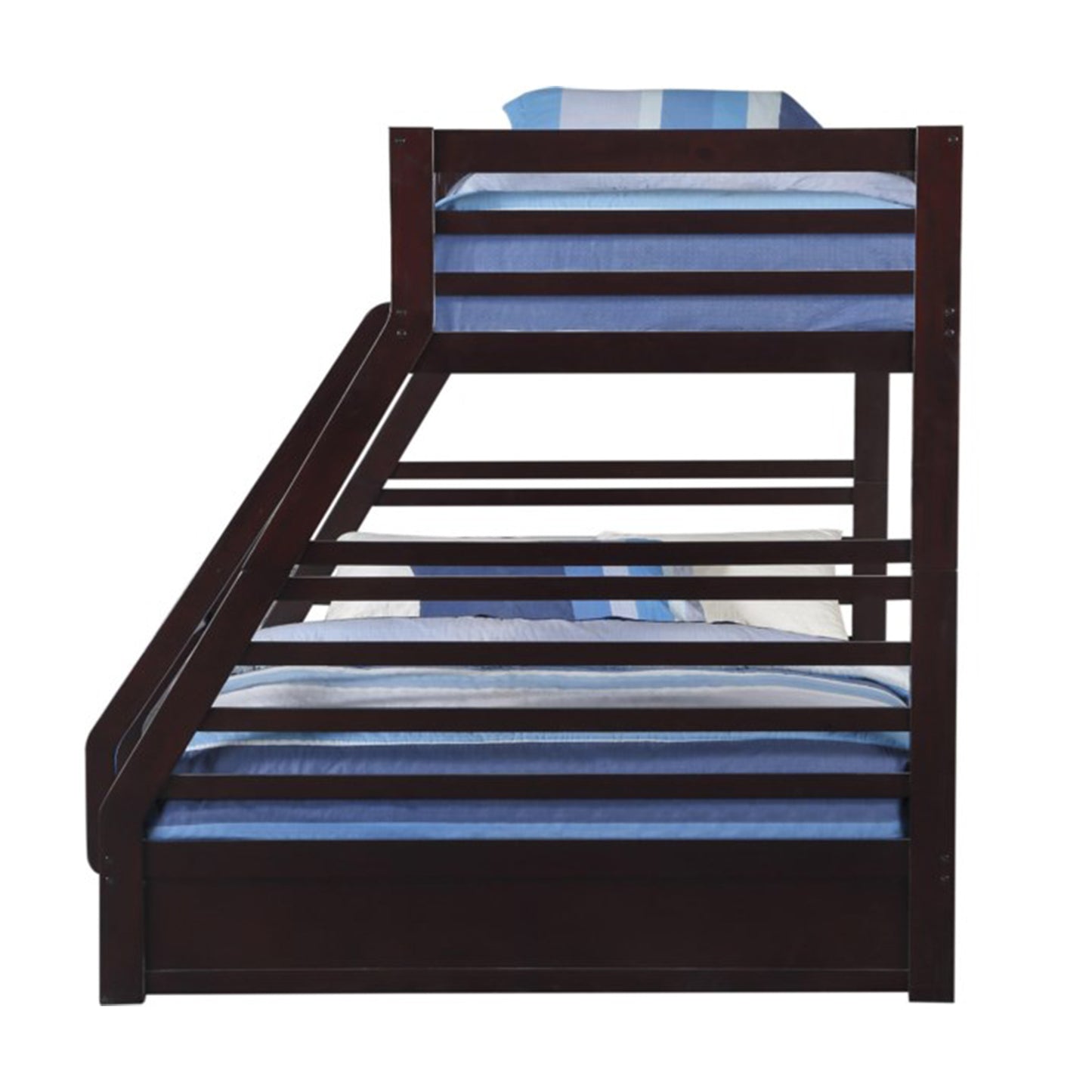 Espresso Twin Over Queen Solid Wood Bunk Bed With Storage-2
