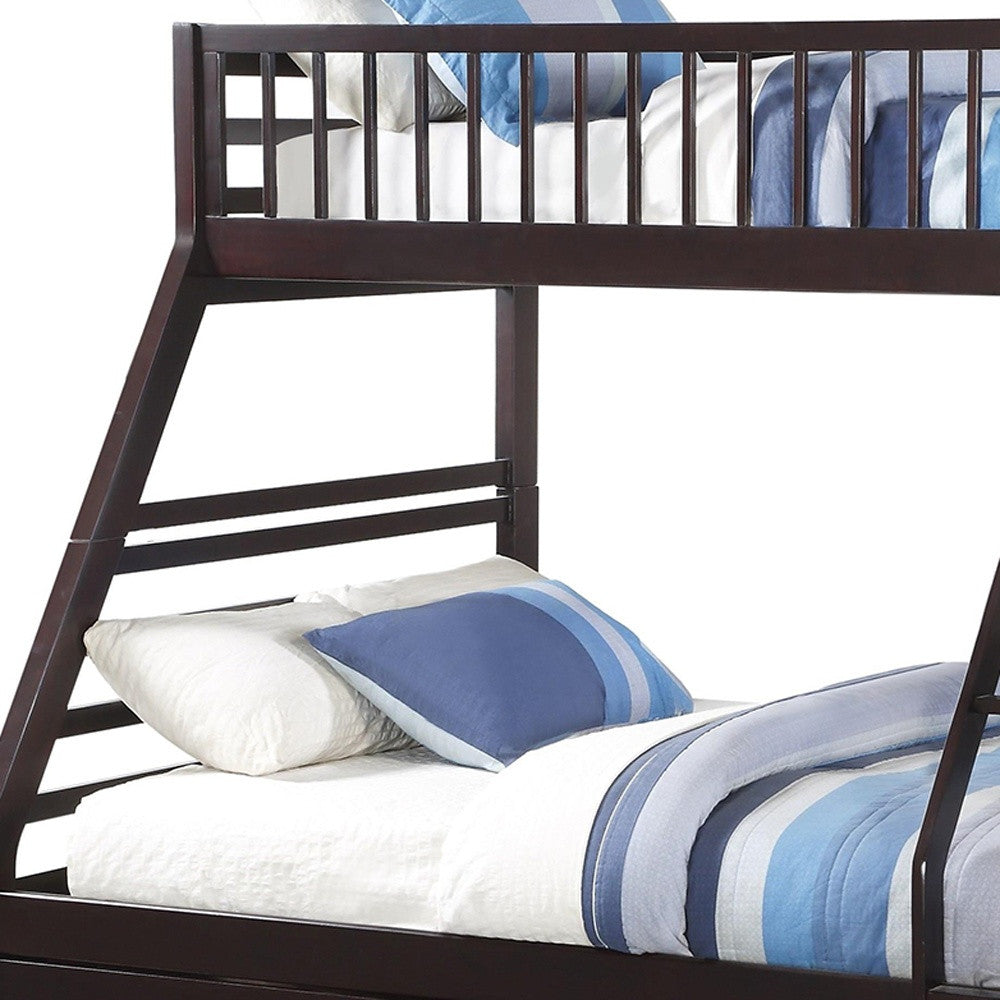 Espresso Twin Over Queen Solid Wood Bunk Bed With Storage-3