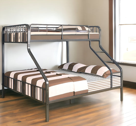 Gunmetal Twin Over Queen Bunk Bed-0