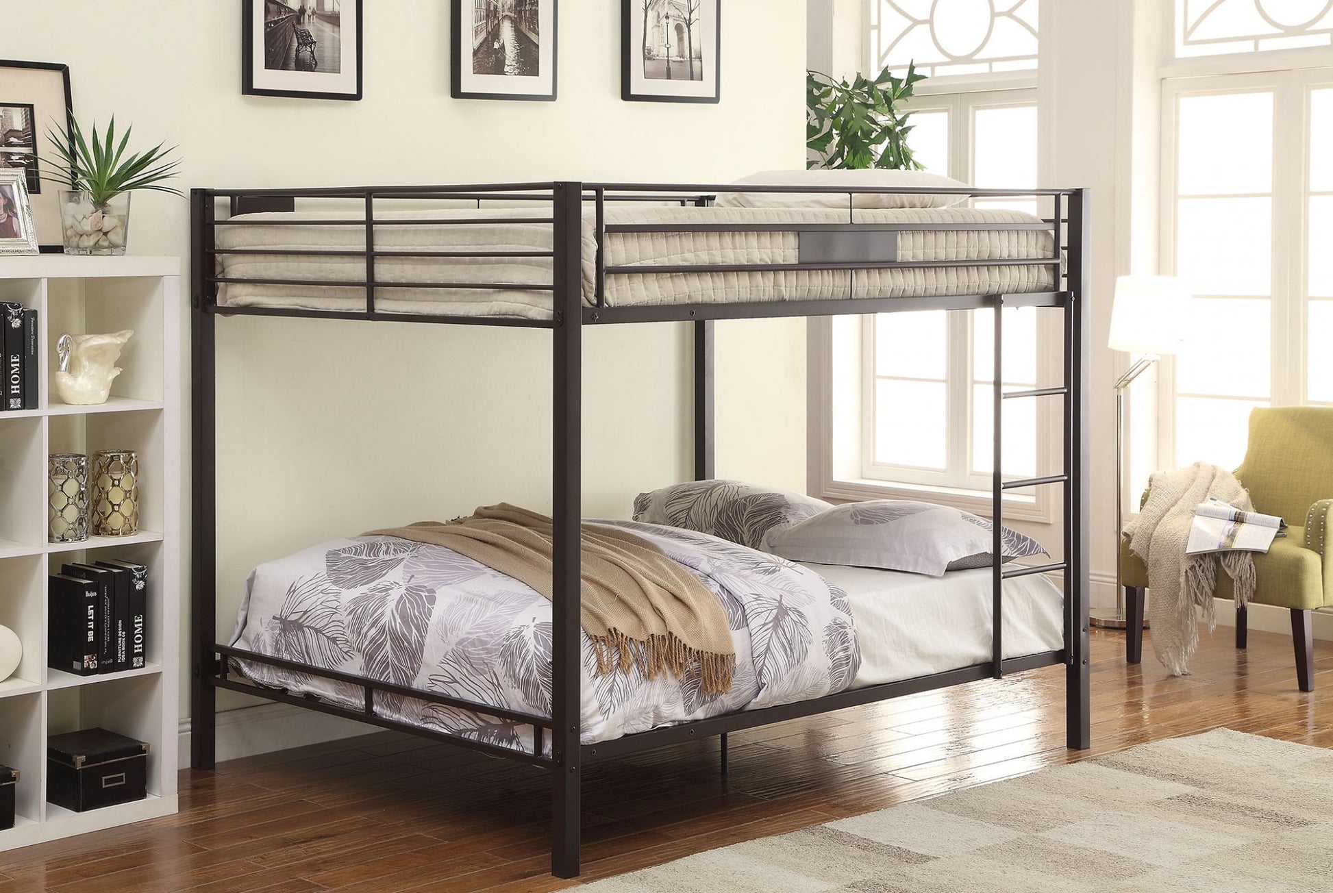 Black Queen Over Queen Bunk Bed-5