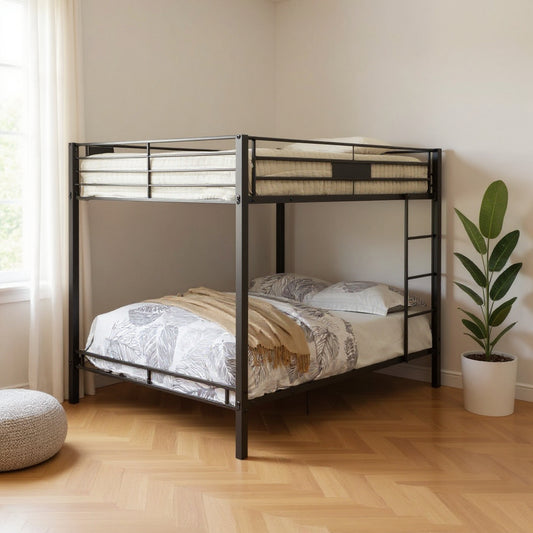 Black Queen Over Queen Bunk Bed-0