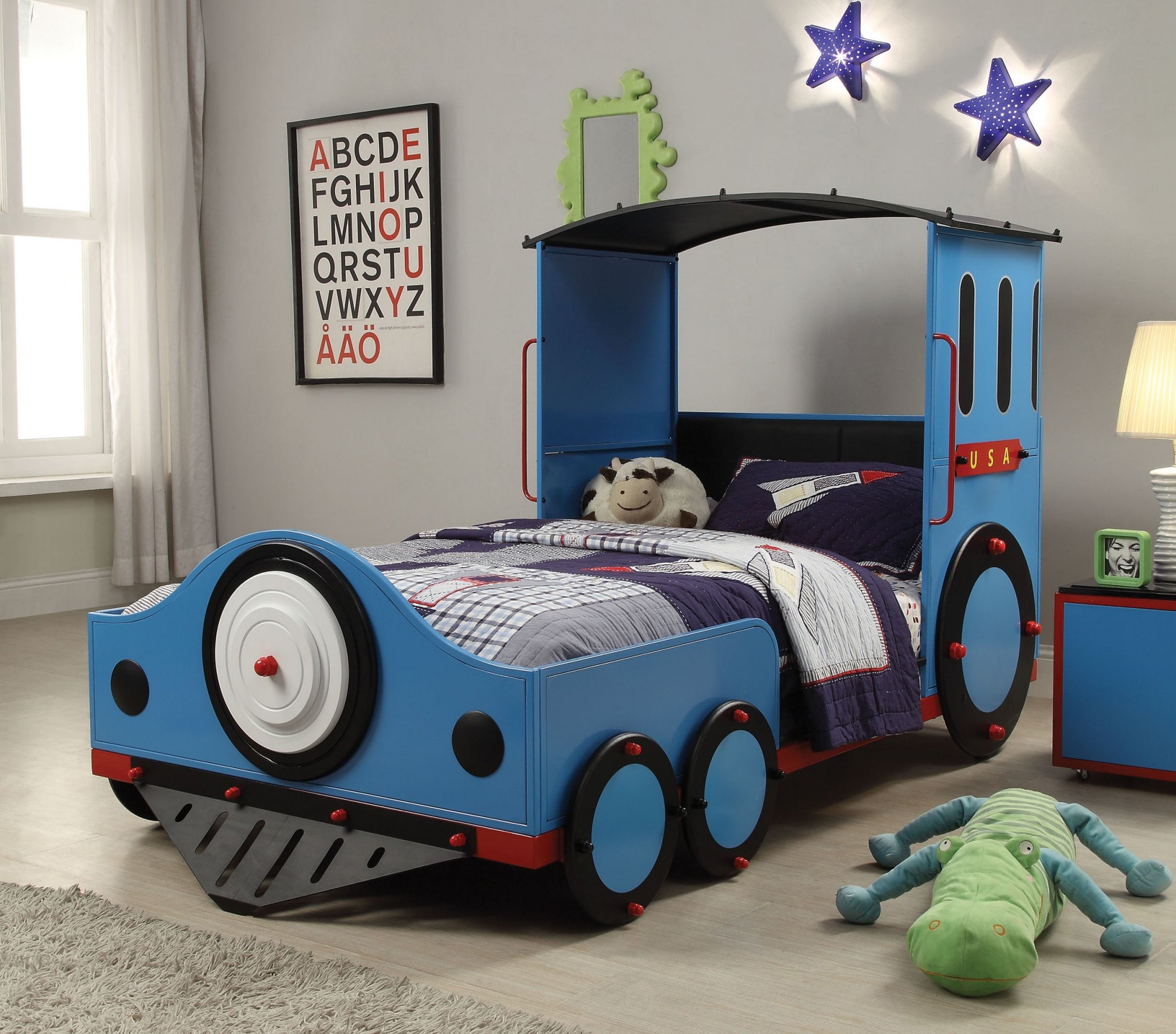 Steel Twin Red White and Blue Bed-4