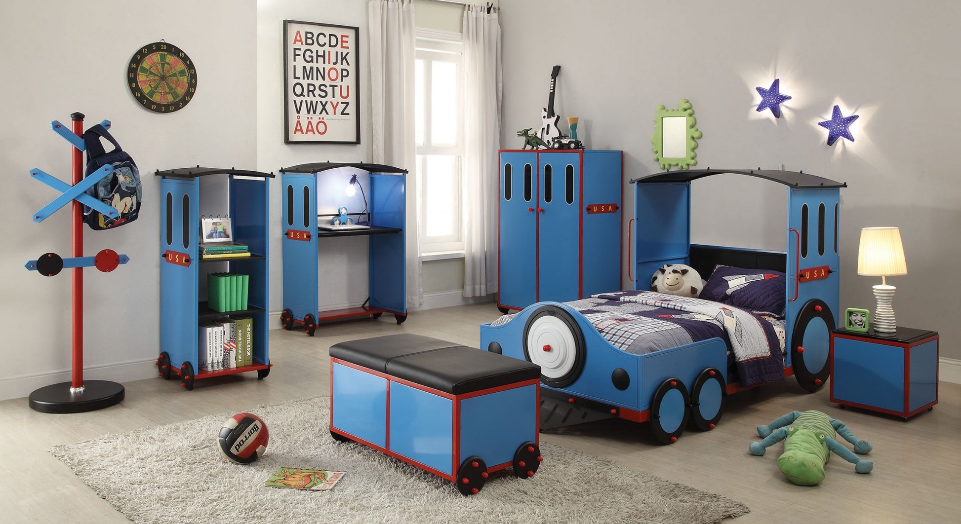 Steel Twin Red White and Blue Bed-5