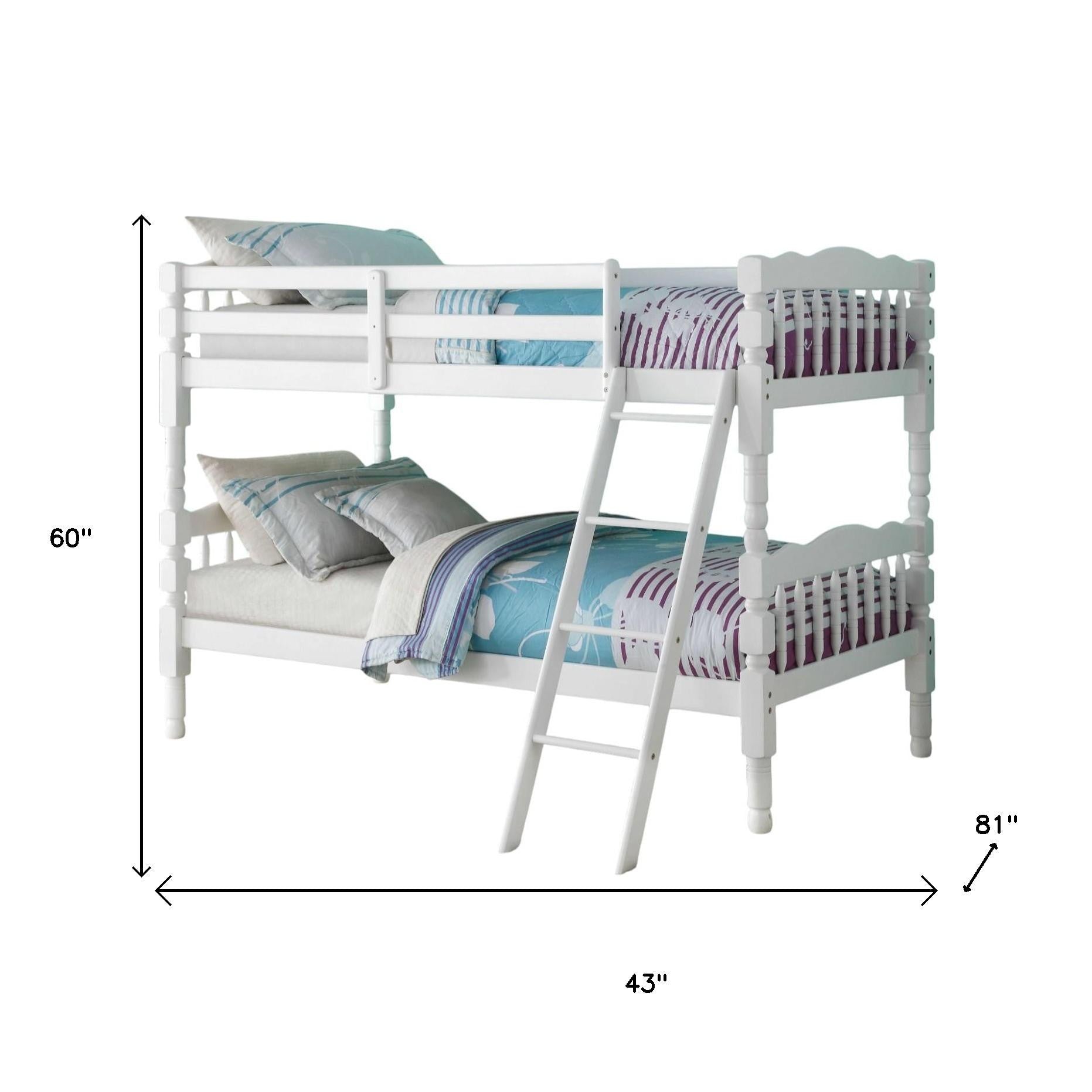White Twin Over Twin Bunk Bed-5