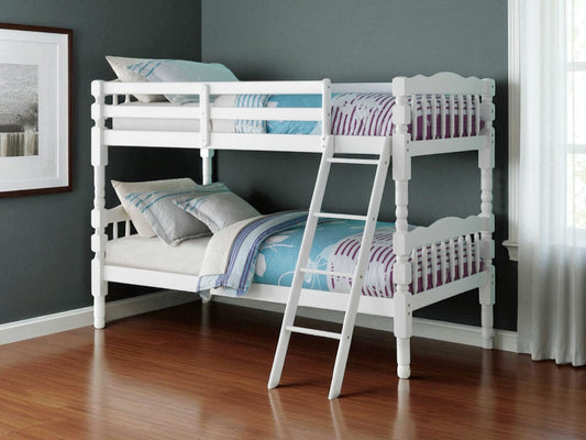 White Twin Over Twin Bunk Bed-0