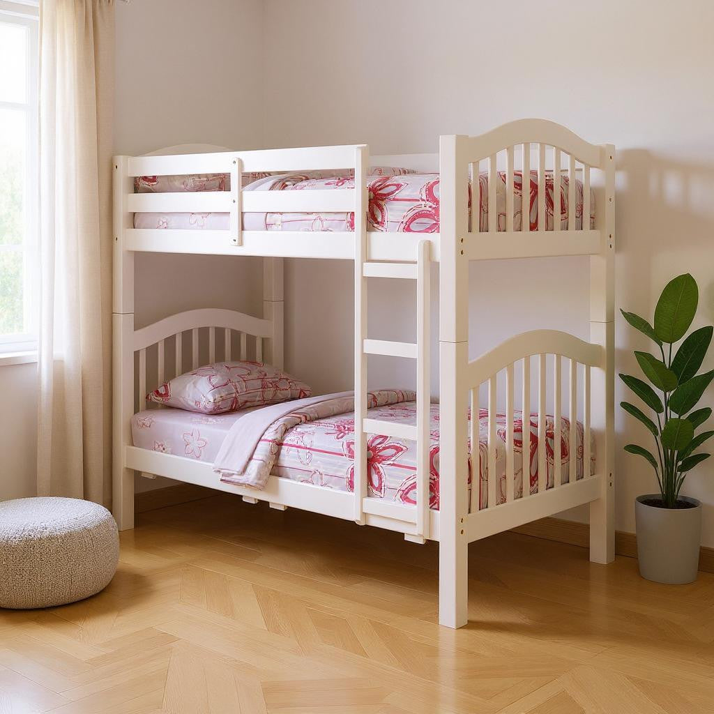 White Twin Over Twin Bunk Bed-0