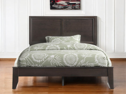 Espresso Inlaid Panels Wood Queen Bed Frame-0