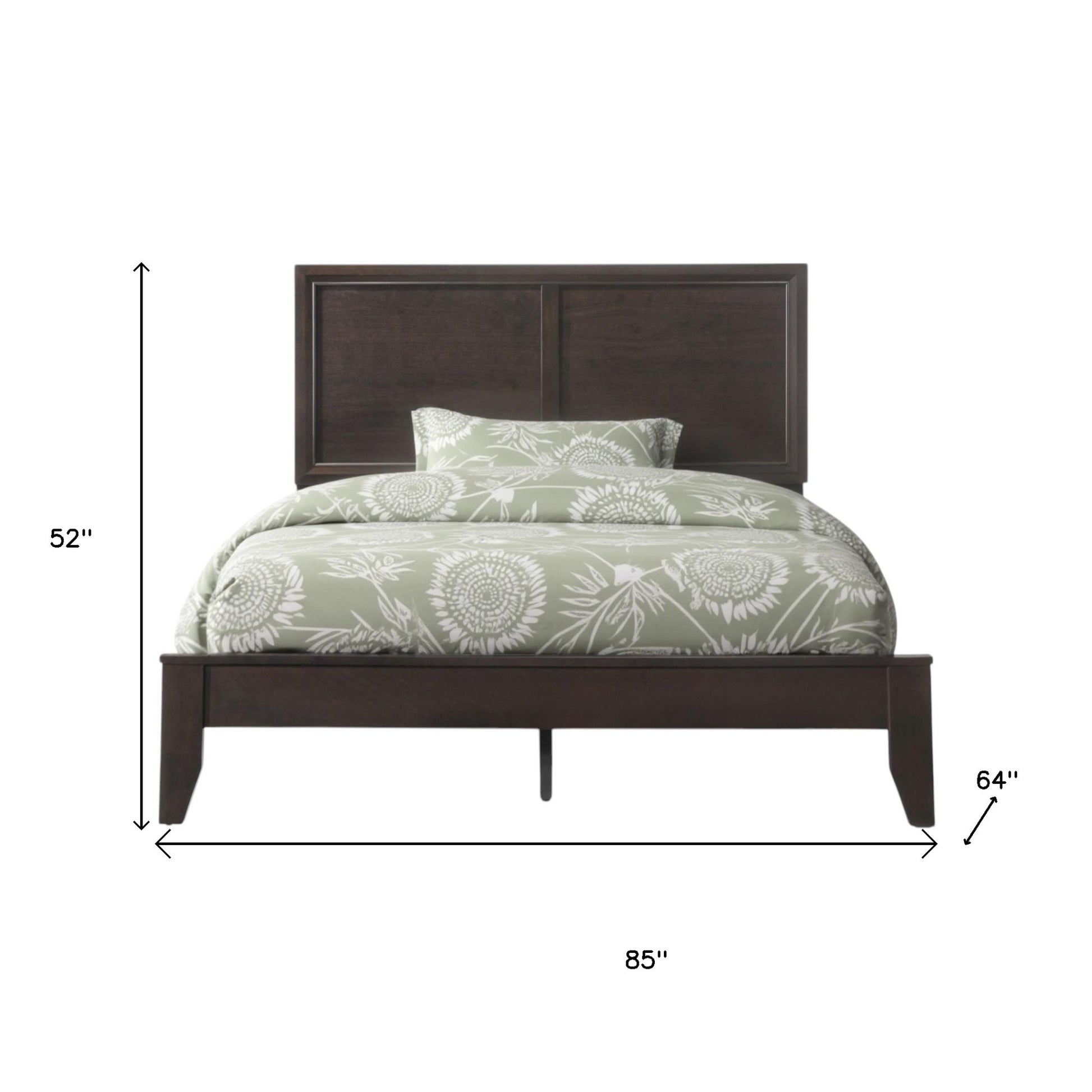 Espresso Inlaid Panels Wood Queen Bed Frame-5