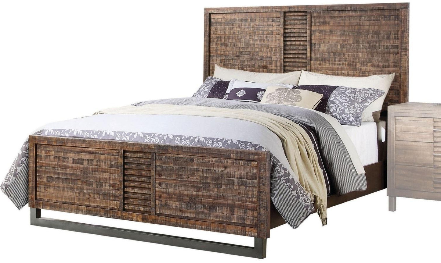 Solid Wood Queen Brown and Black Bed-2