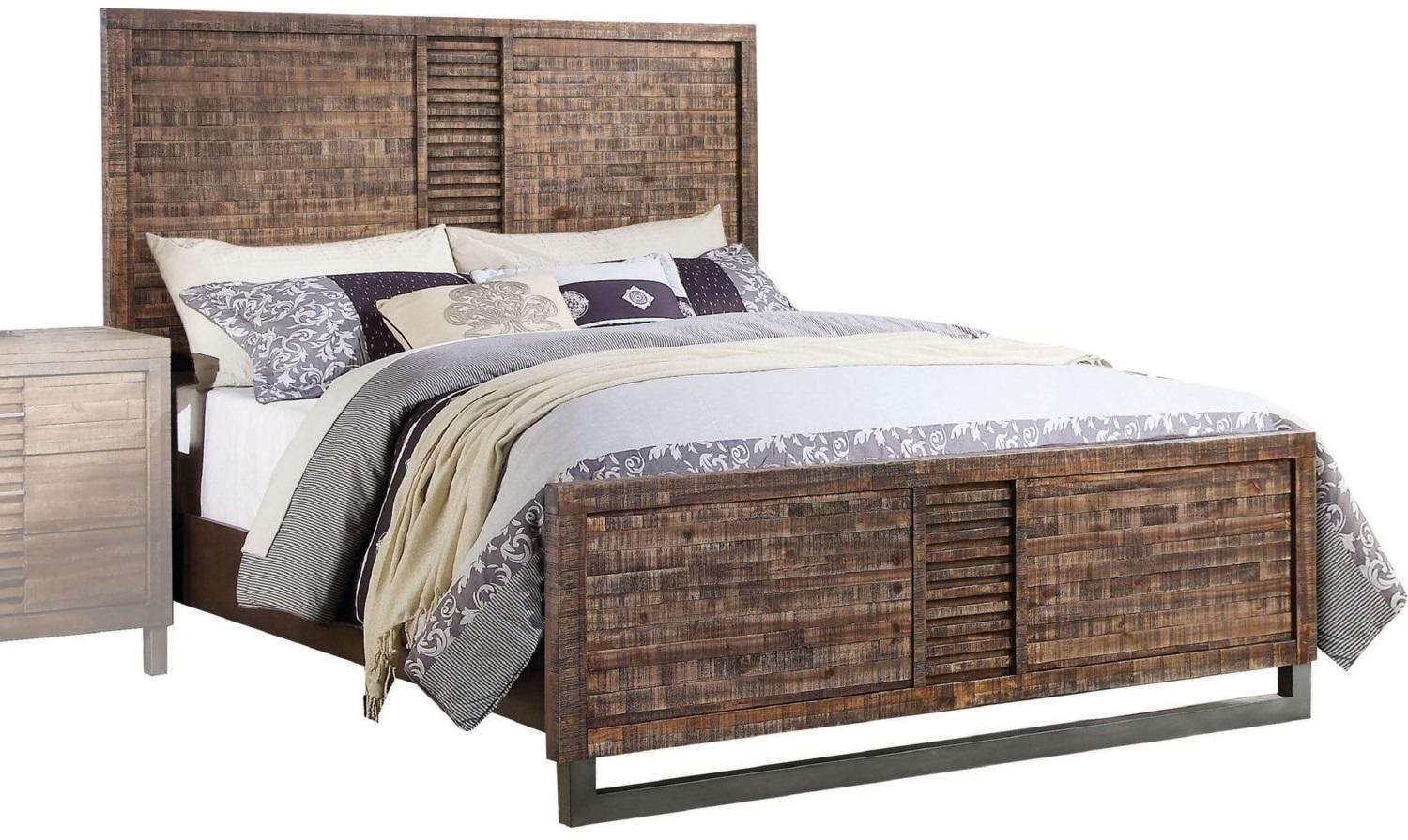 Solid Wood Queen Brown and Black Bed-0
