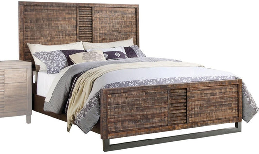 Solid Wood Queen Brown and Black Bed-0