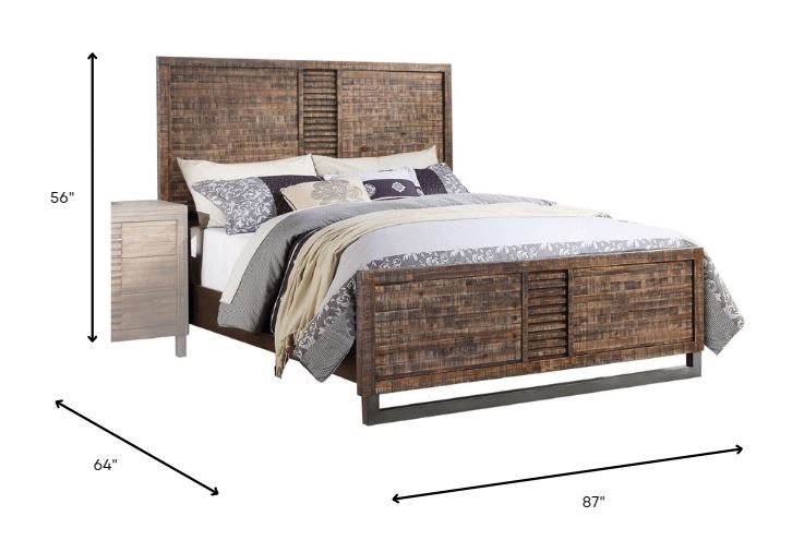 Solid Wood Queen Brown and Black Bed-4