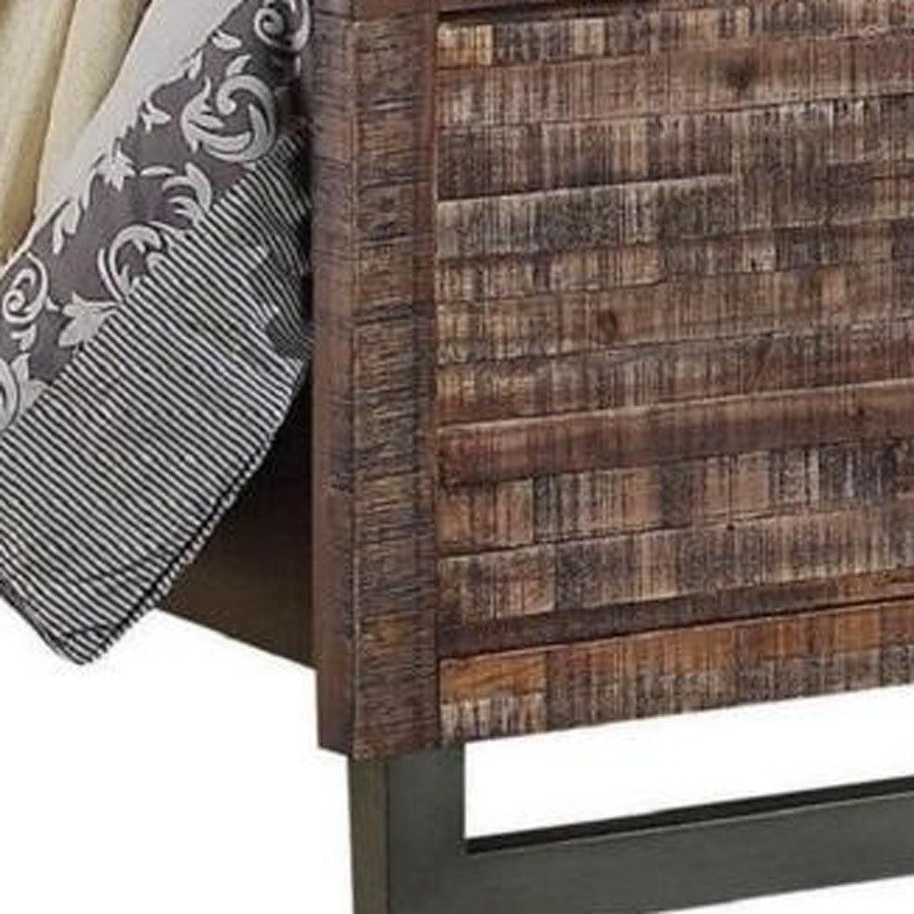Solid Wood Queen Brown and Black Bed-3