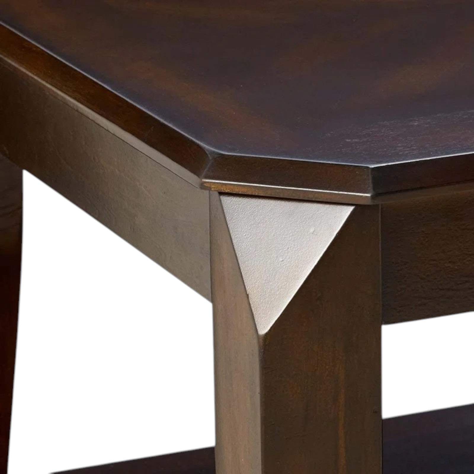Dark Brown Solid Wood Coffee Table With Shelf-5