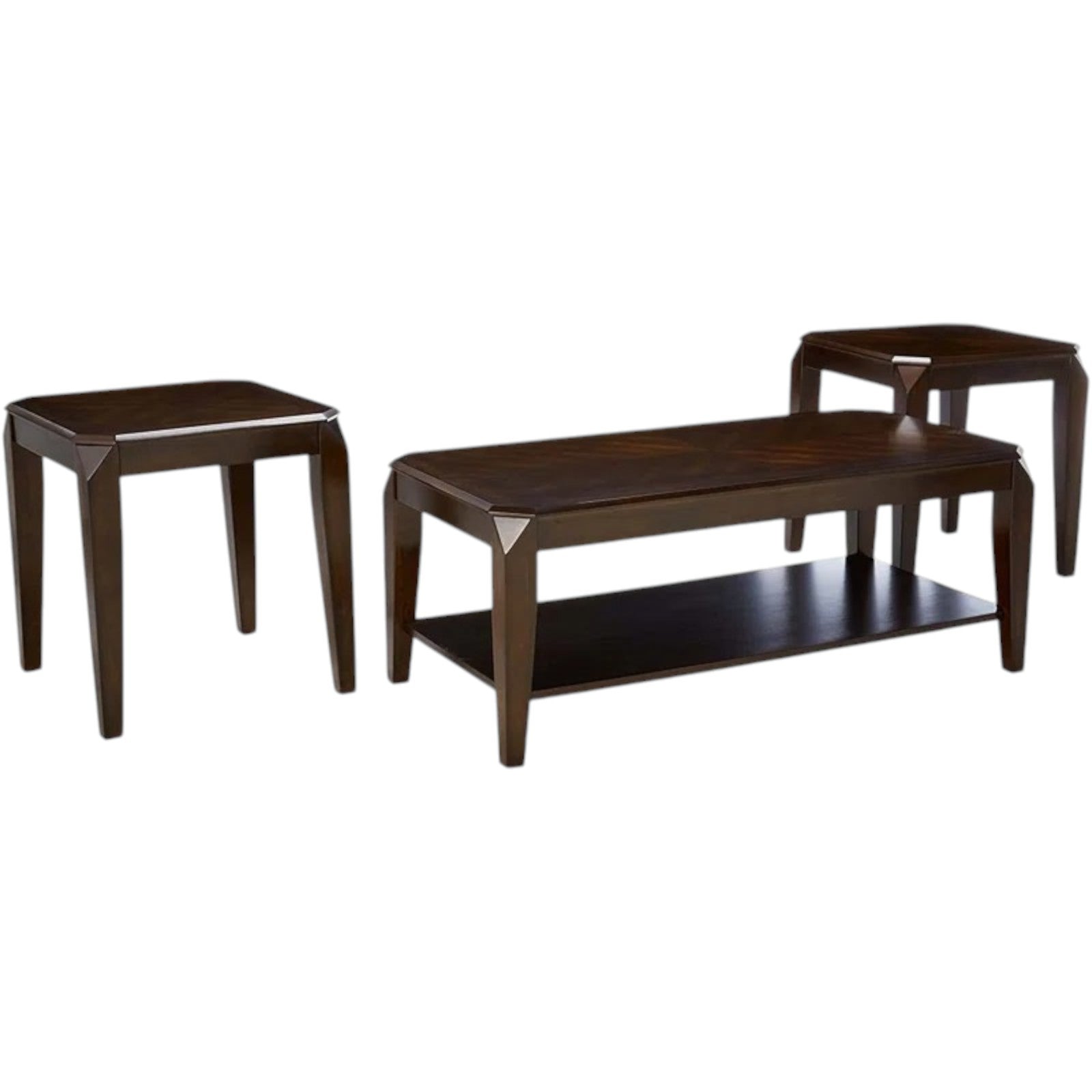 Dark Brown Solid Wood Coffee Table With Shelf-4