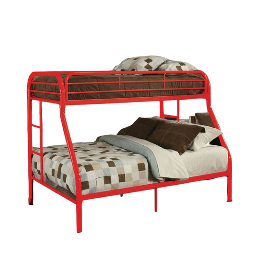 78" X 54" X 60" Twin Over Full Red Metal Tube Bunk Bed-0
