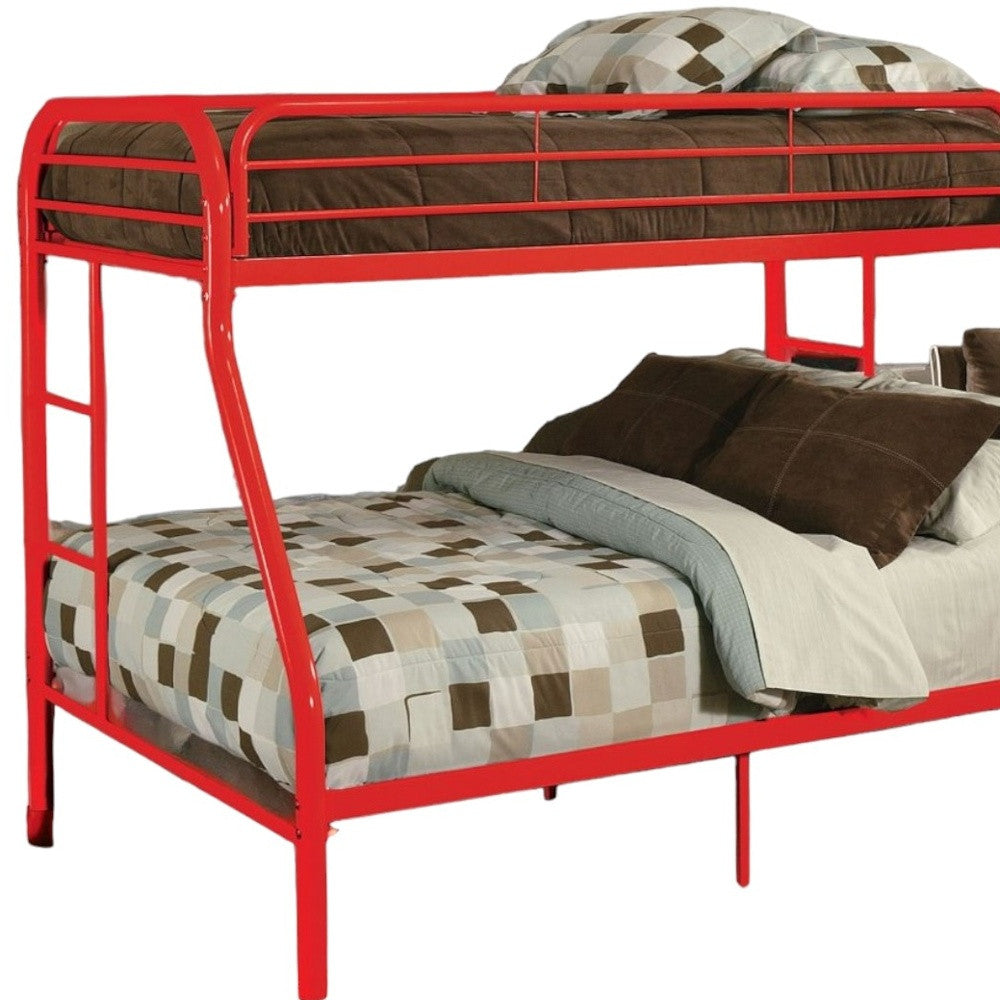 78" X 54" X 60" Twin Over Full Red Metal Tube Bunk Bed-3