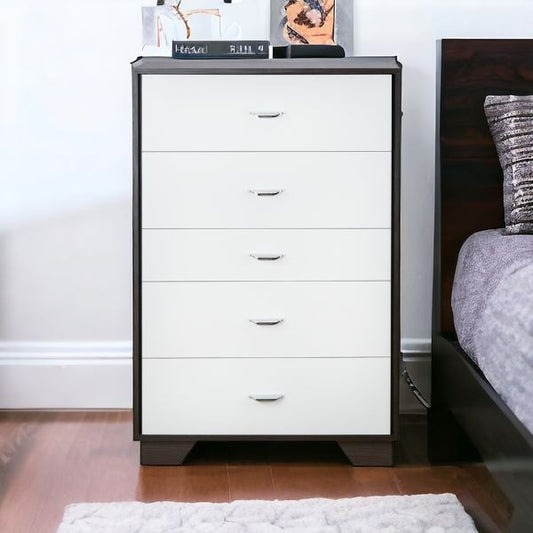 32" Brown and White Five Drawer Standard Chest-0