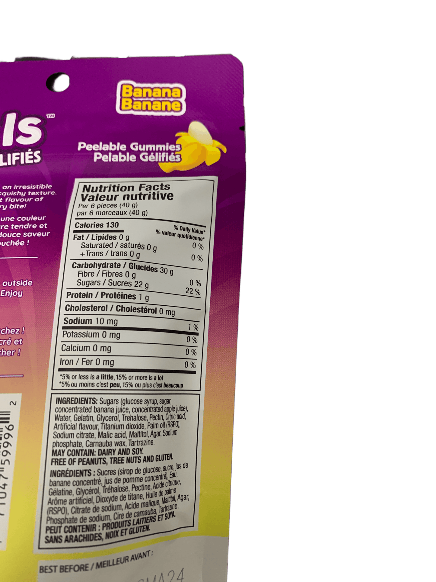 Huer Peel Gummies Banana 65G - Canadian Edition