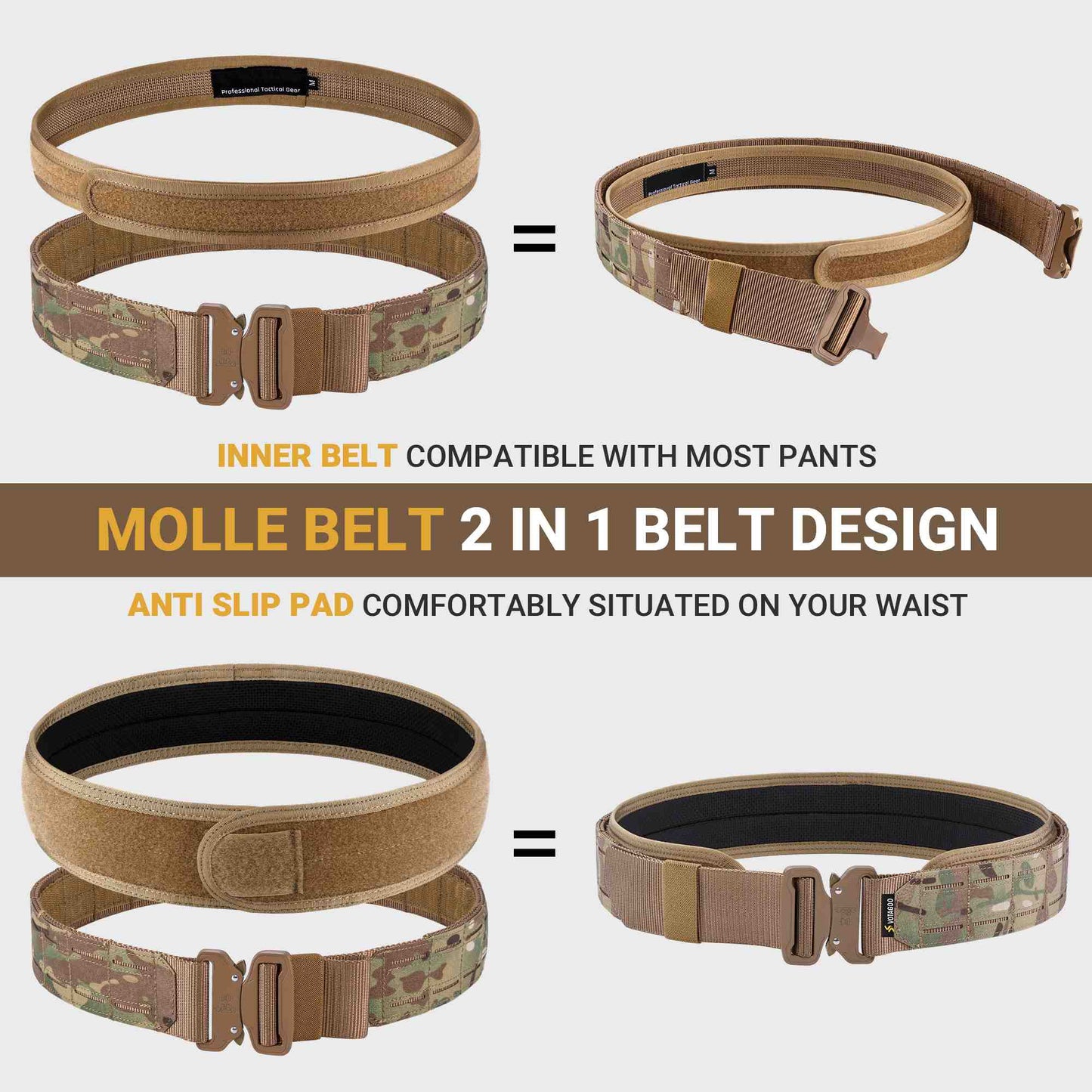 Tactical MOLLE Battle Belt with Quick Release Buckle-3