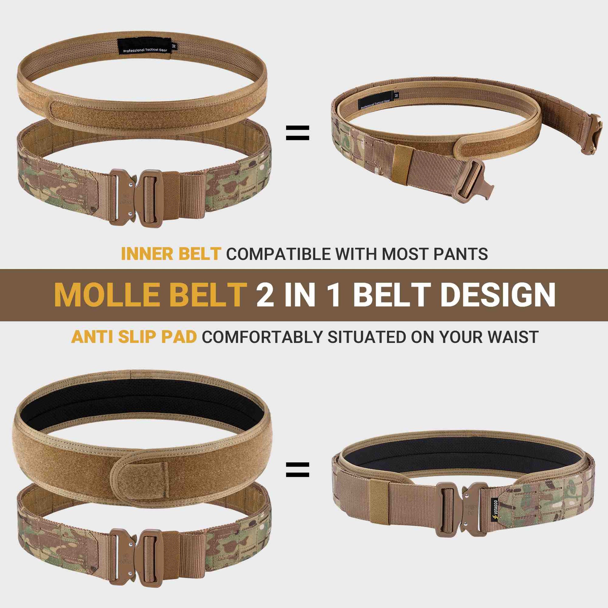 Tactical MOLLE Battle Belt with Quick Release Buckle-3