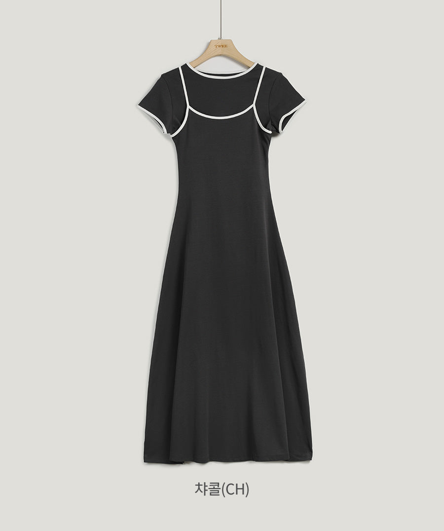 [TWEE] Bibel Contrast T-Shirt Dress Set-6
