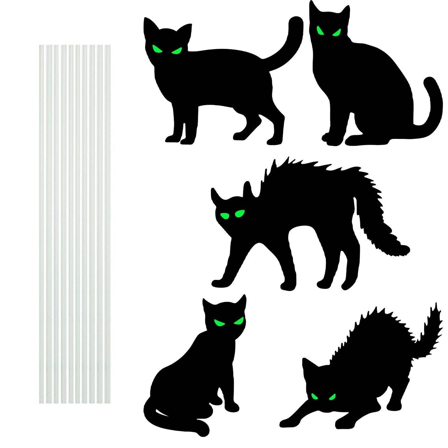 6Pcs Skull Or 6Pcs Tomb Or 5Pcs Black Cat Halloween Yard Sign Decorations  Glow In The Dark For Haunted House Garden Yard And Scary Theme Party