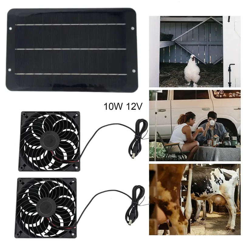 Solar-Powered Electric Ventilator - 10W/12V Dual Fan Pack-3