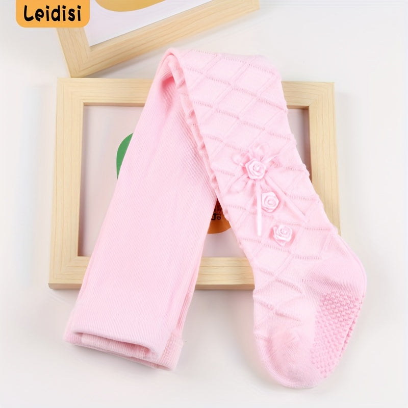 Adorable Baby Leggings With Soft Combed Cotton And Slip-on Pantyhose In Rose Petal Design