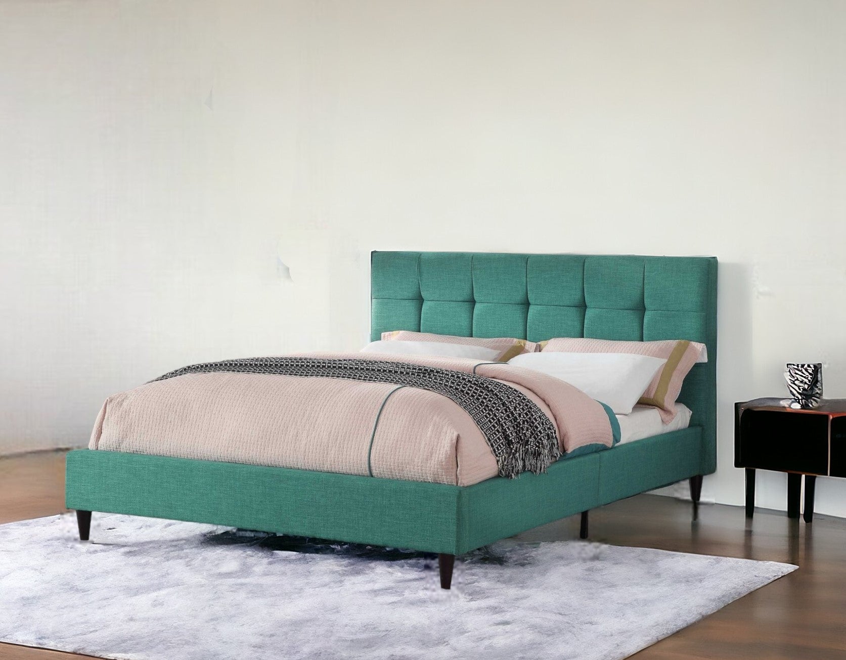 Blue Solid Wood King No Bed Frame-1
