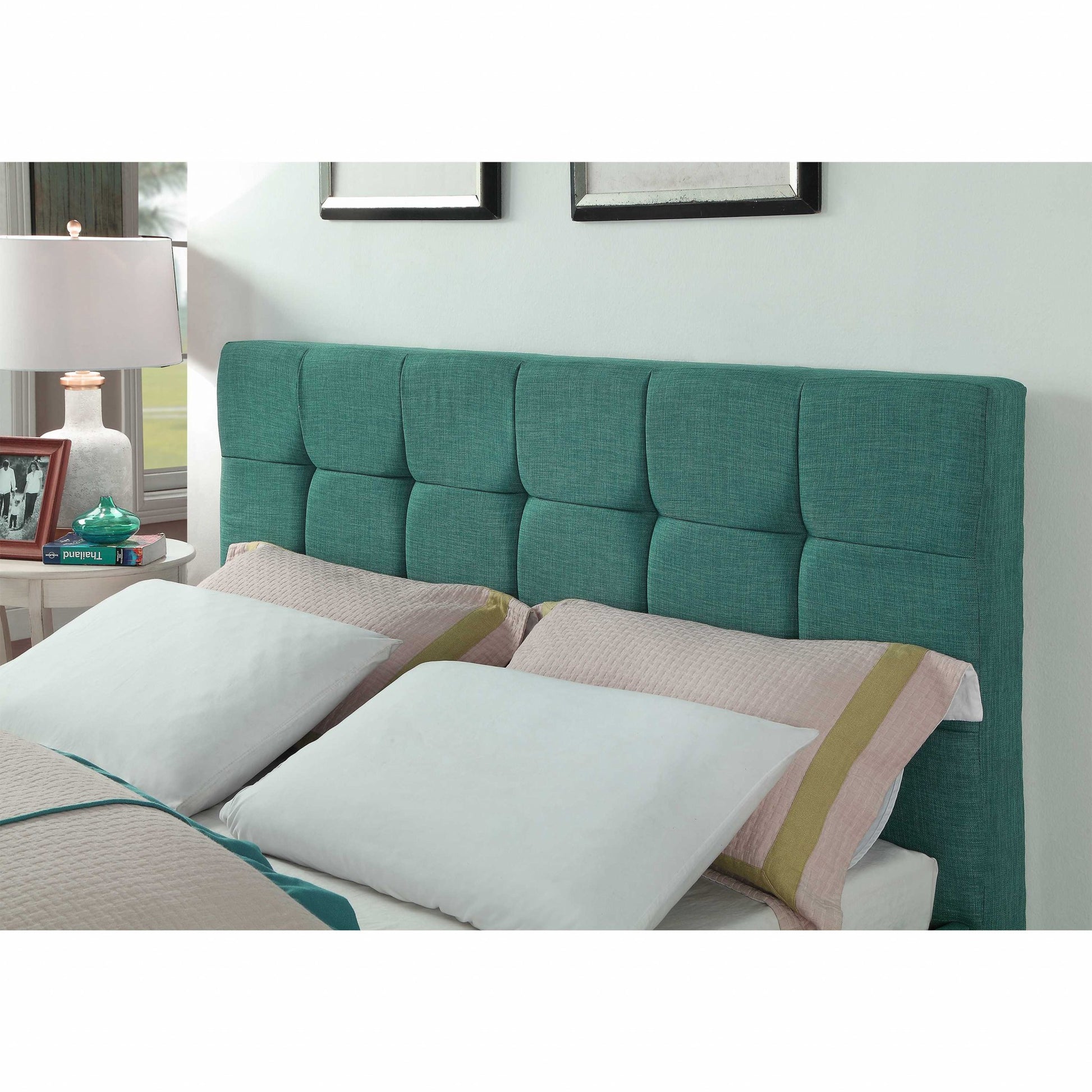 Blue Solid Wood King No Bed Frame-7