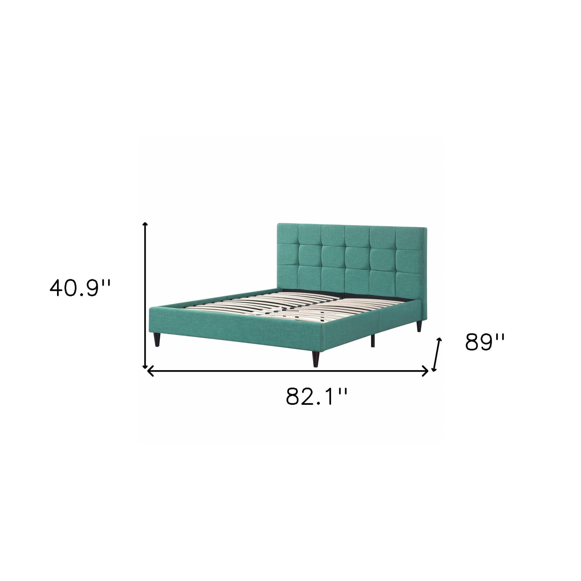 Blue Solid Wood King No Bed Frame-8