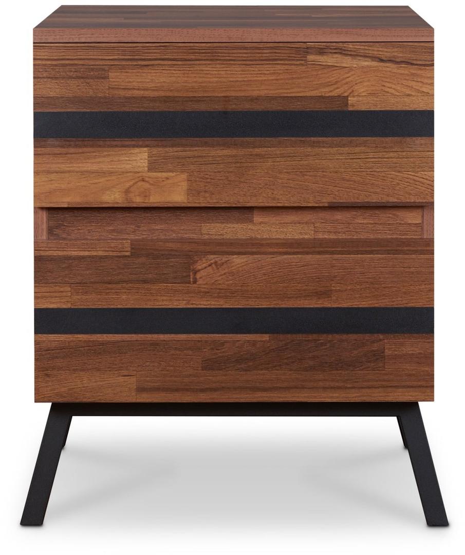 23" Black And Brown Wood And Iron End Table With Two Drawers-1