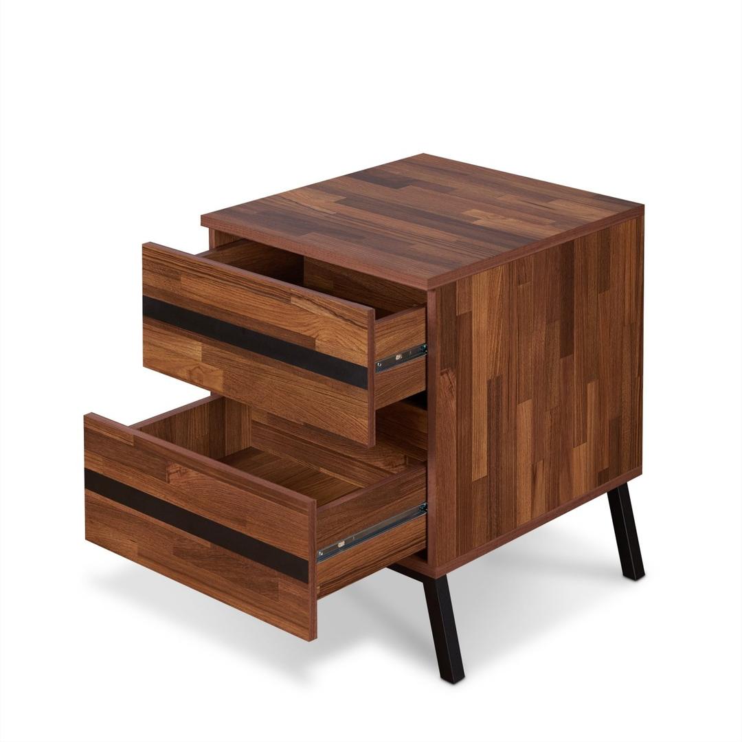 23" Black And Brown Wood And Iron End Table With Two Drawers-2