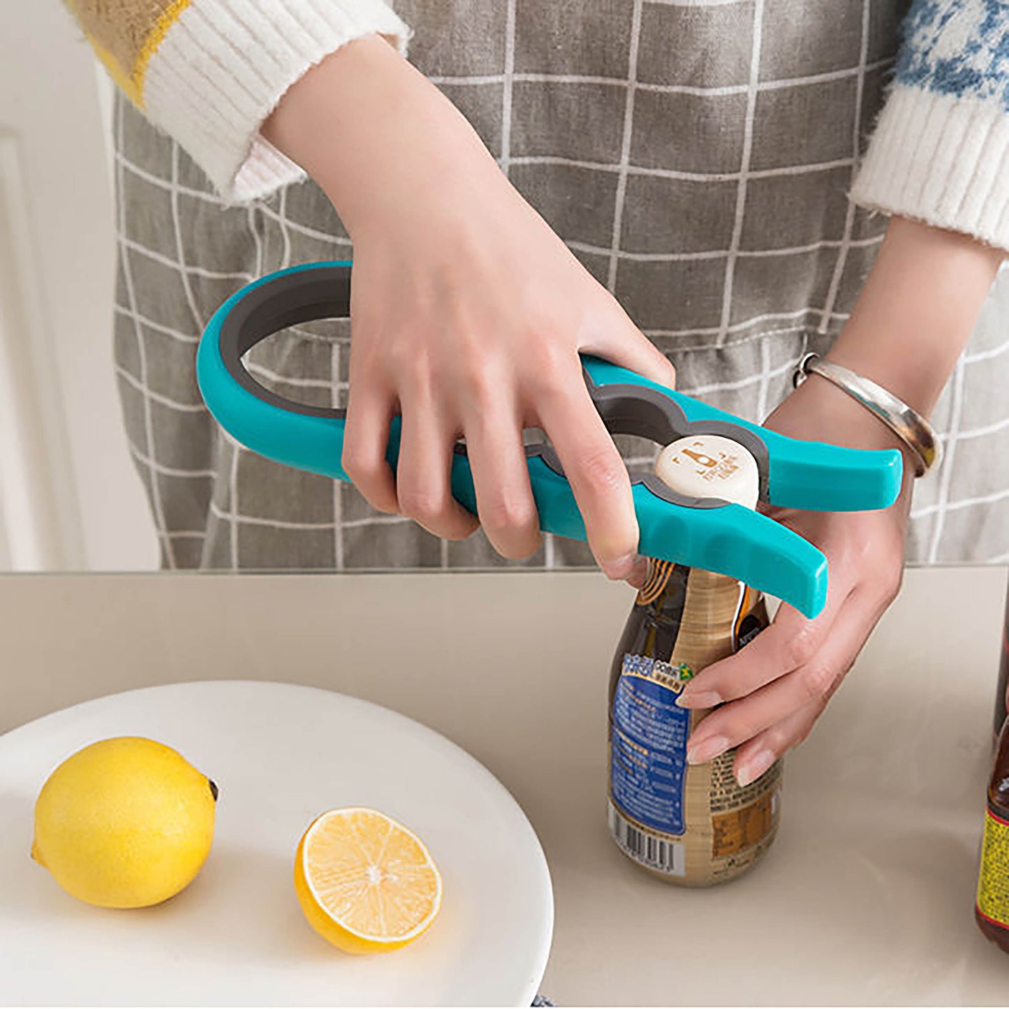 1pc Easy Grip 4-in-1 Bottle and Can Opener for Arthritis and Weak Hands - Essential Kitchen Tool for Elderly and Handicapped Individuals