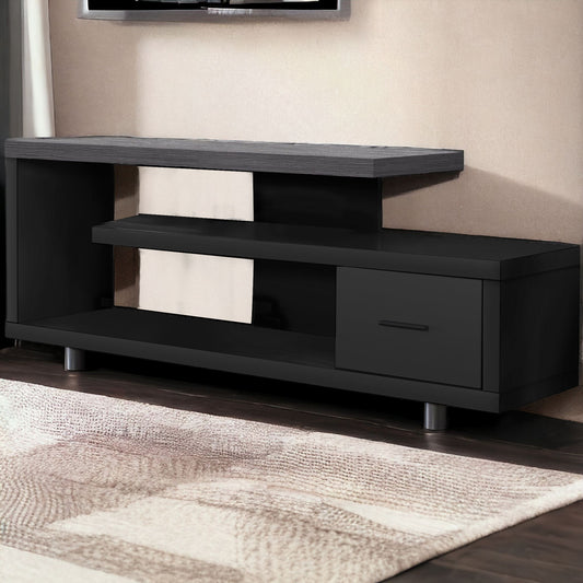 16" Black and Gray Open Shelving TV Stand-0