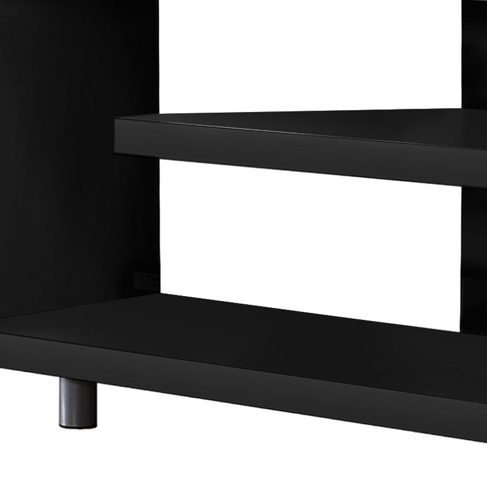 16" Black and Gray Open Shelving TV Stand-1