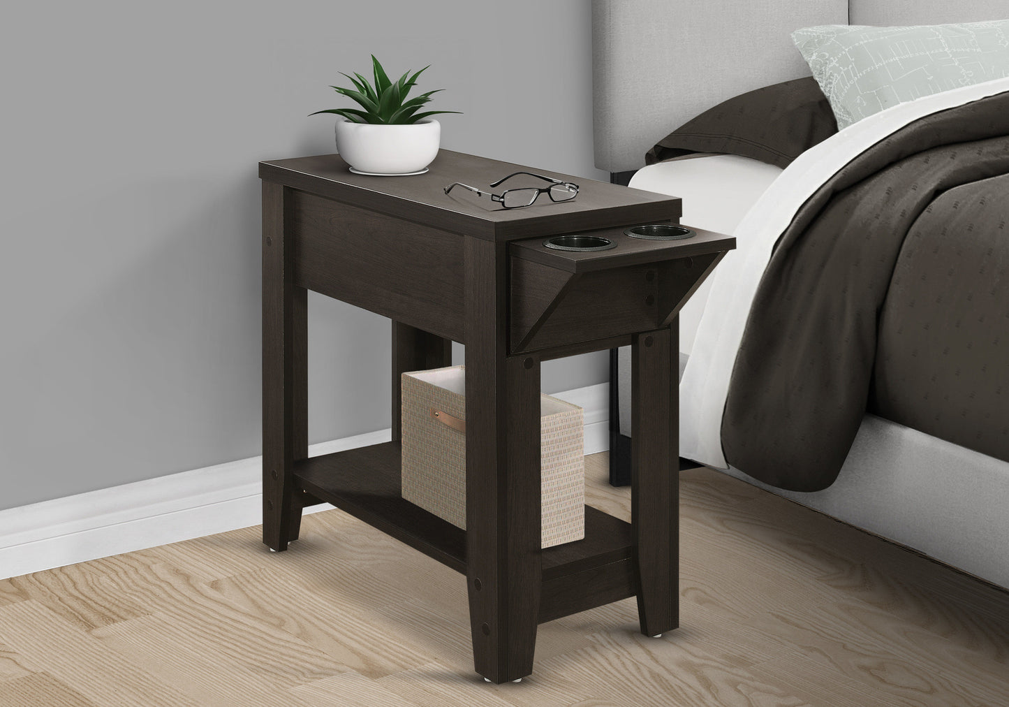 23" Brown Wood End Table With Shelf-5