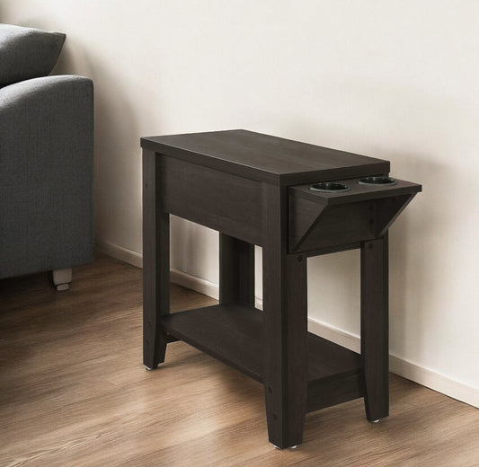 23" Brown Wood End Table With Shelf-0
