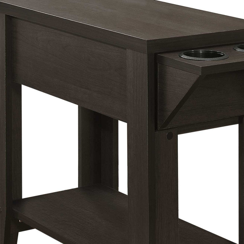 23" Brown Wood End Table With Shelf-1