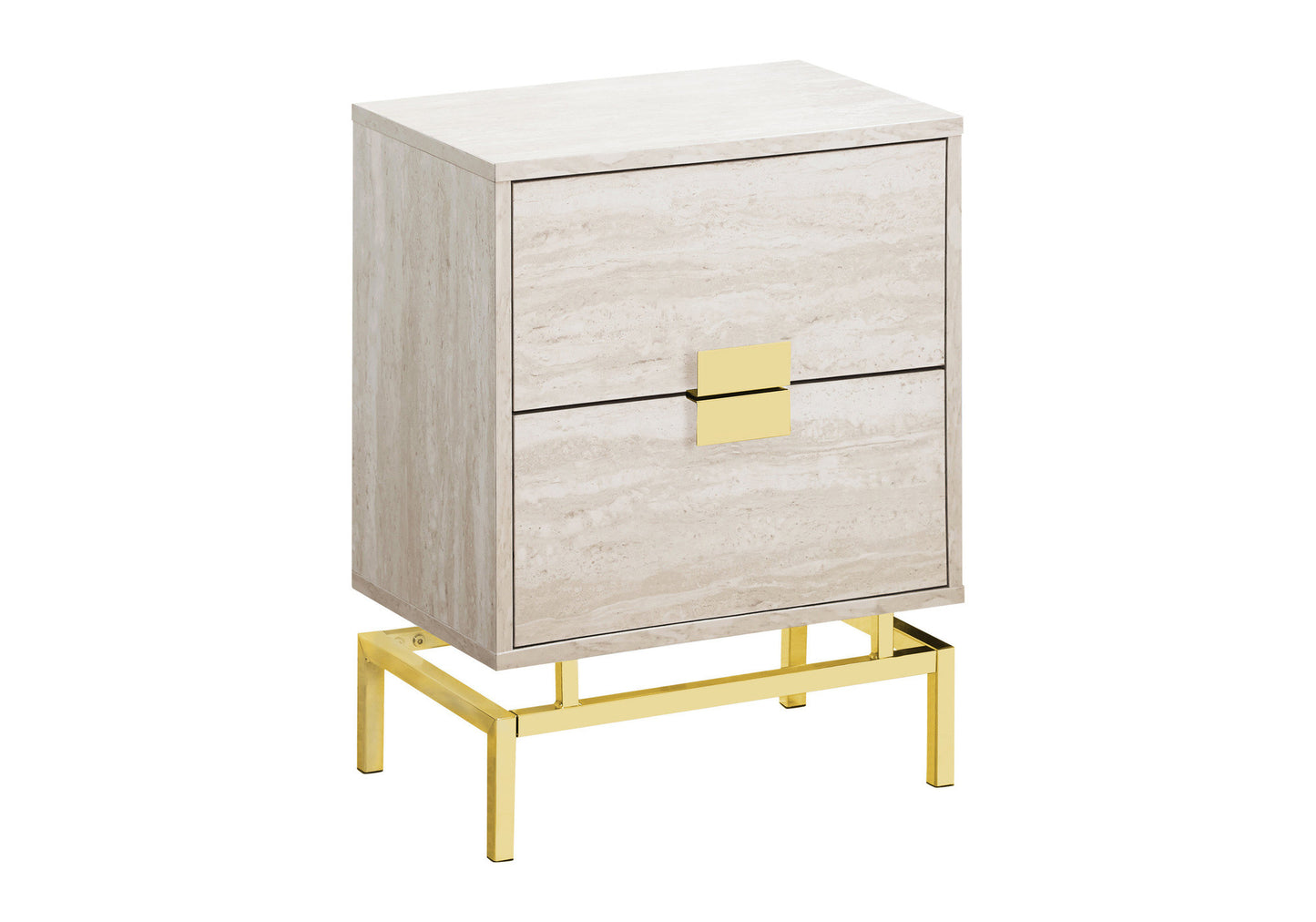 24" Gold And Beige End Table With Two Drawers-4