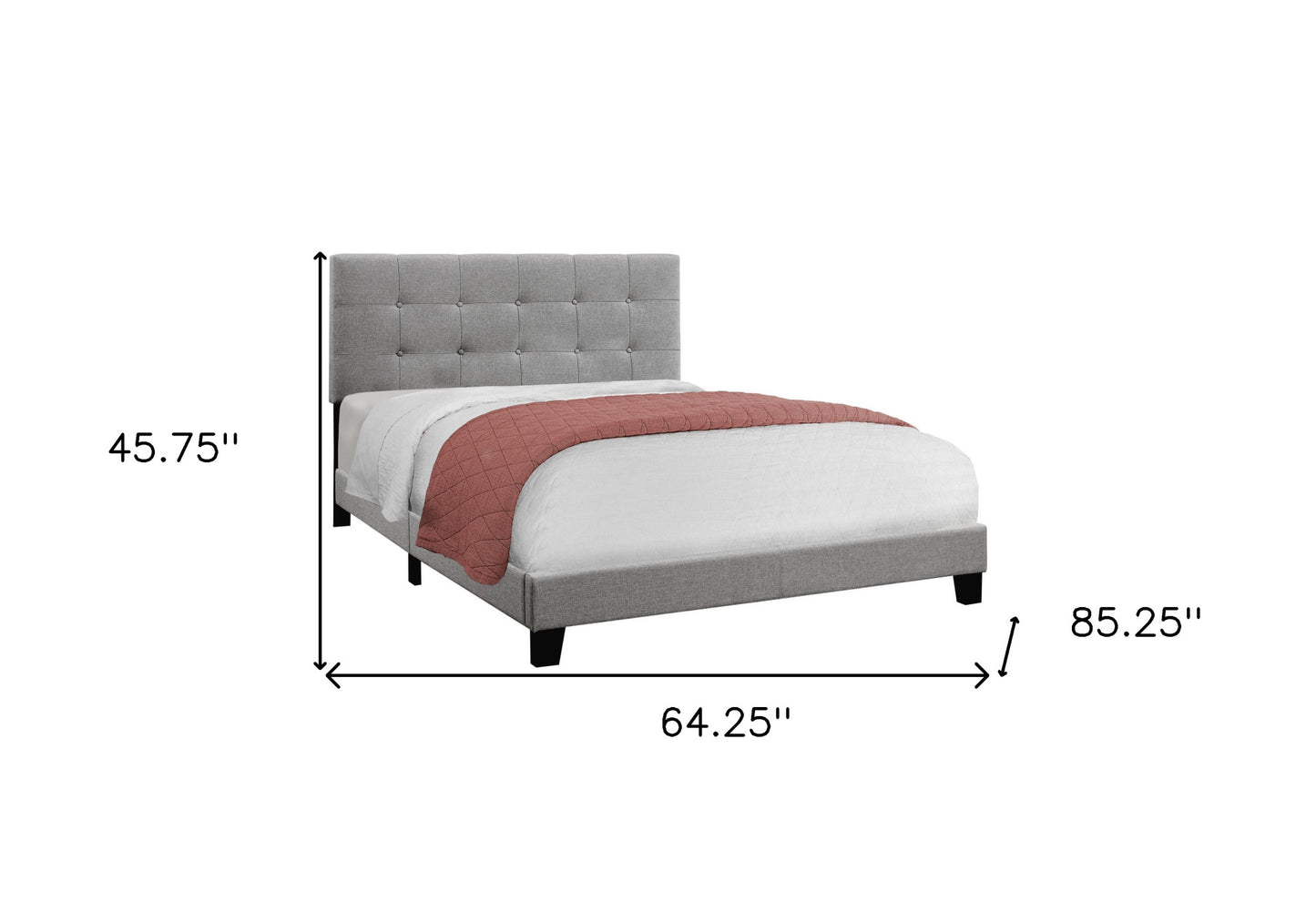 Gray Queen Tufted Upholstered Bed Frame-3