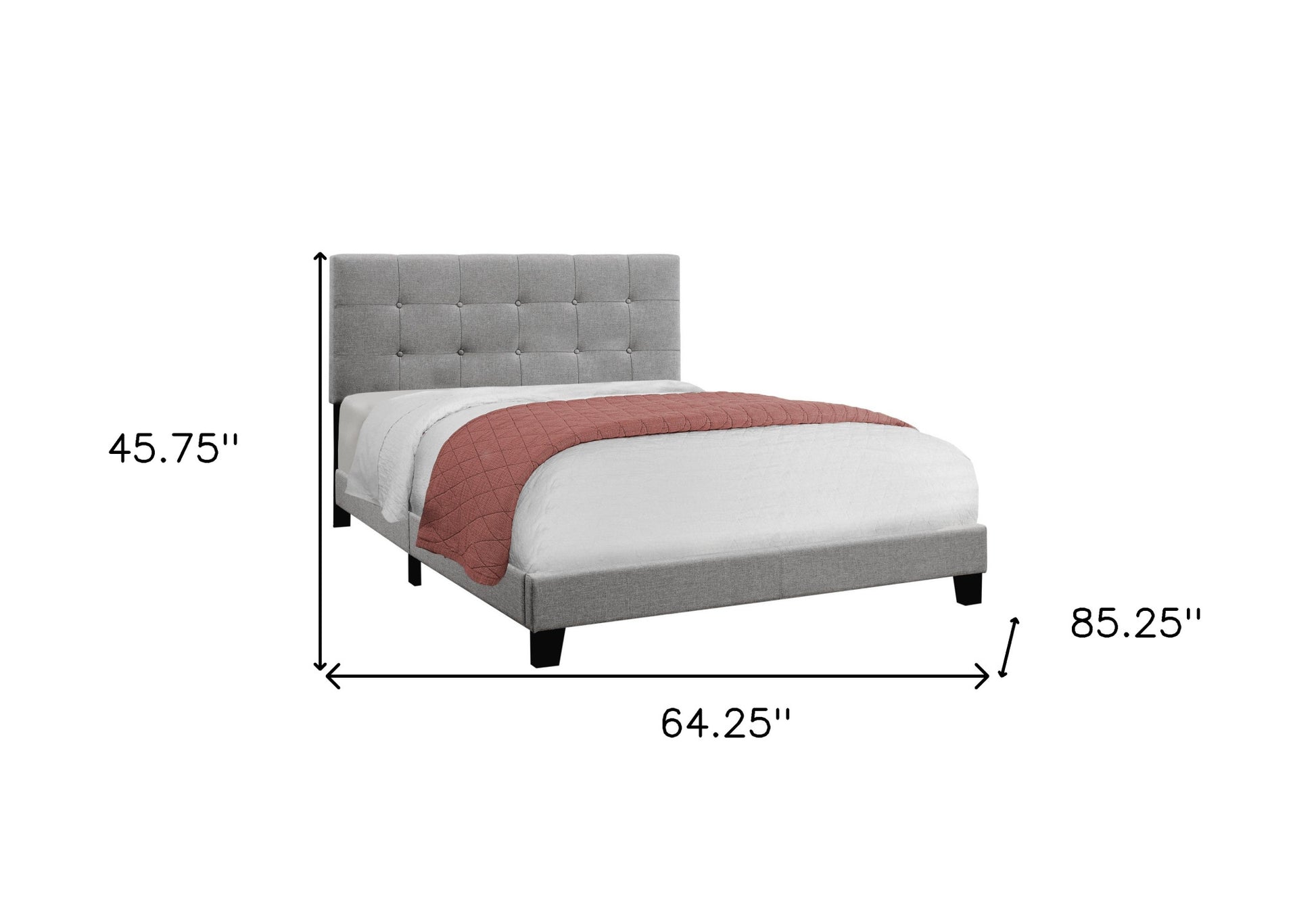 Gray Queen Tufted Upholstered Bed Frame-3