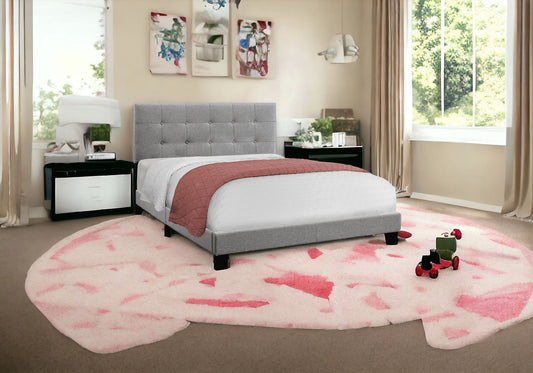 Gray Queen Tufted Upholstered Bed Frame-0