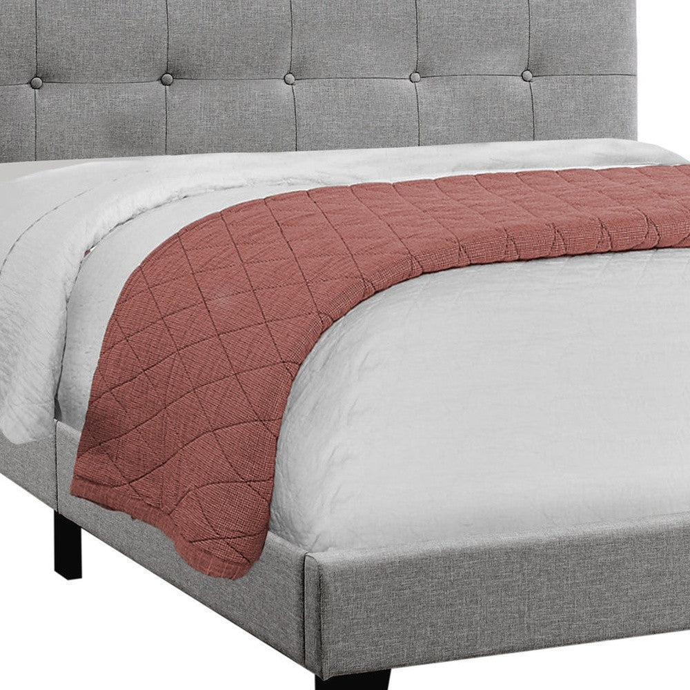 Gray Queen Tufted Upholstered Bed Frame-1