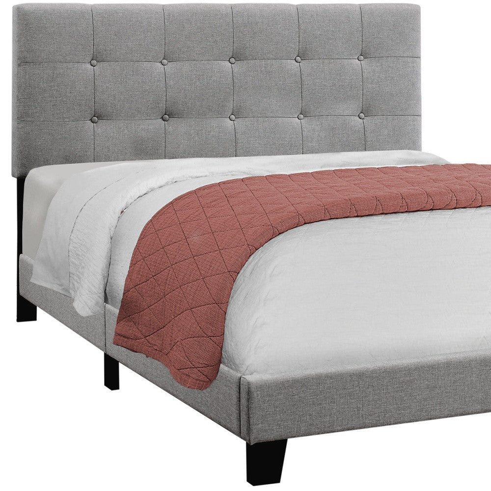 Gray Queen Tufted Upholstered Bed Frame-2