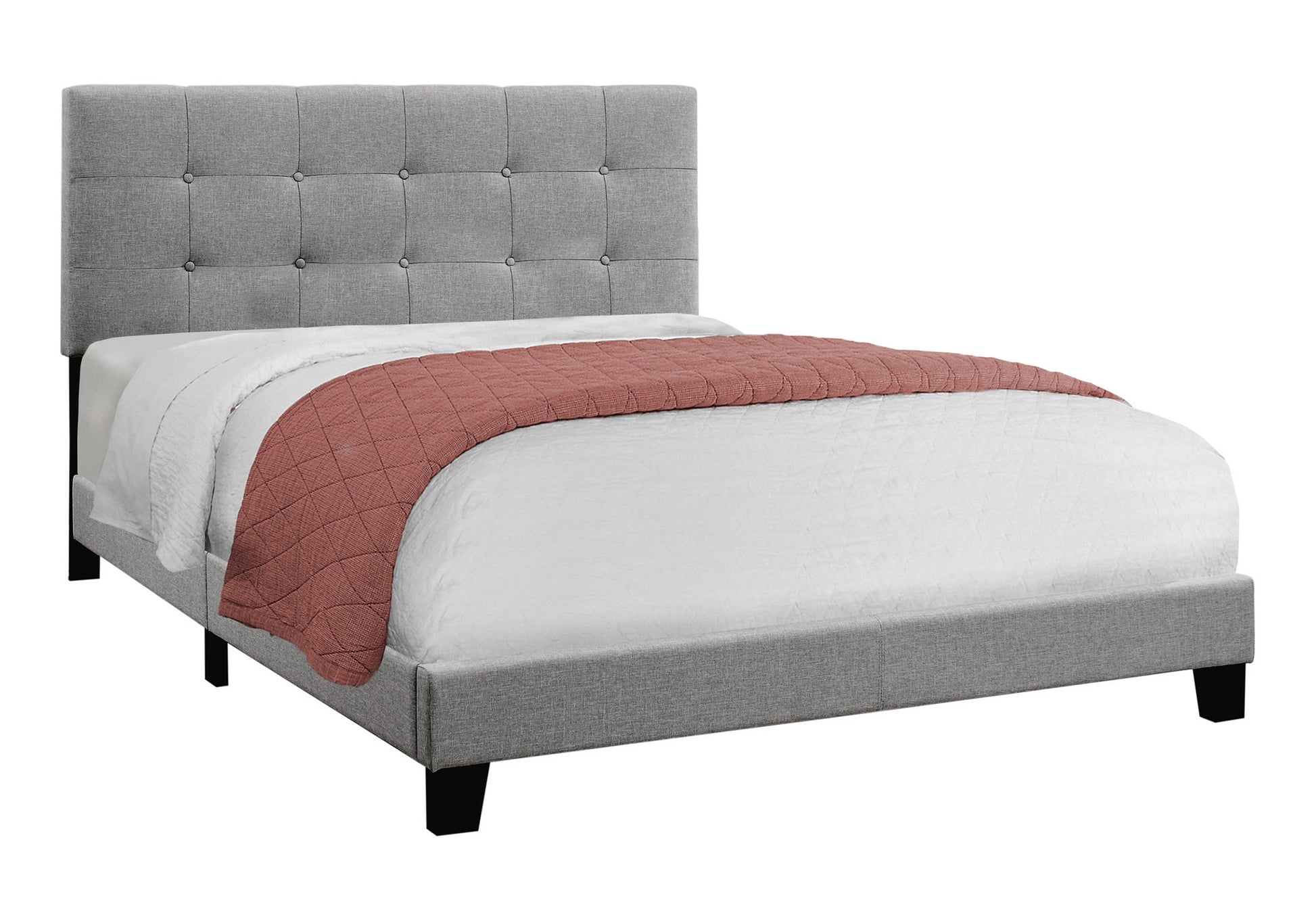 Gray Queen Tufted Upholstered Bed Frame-4
