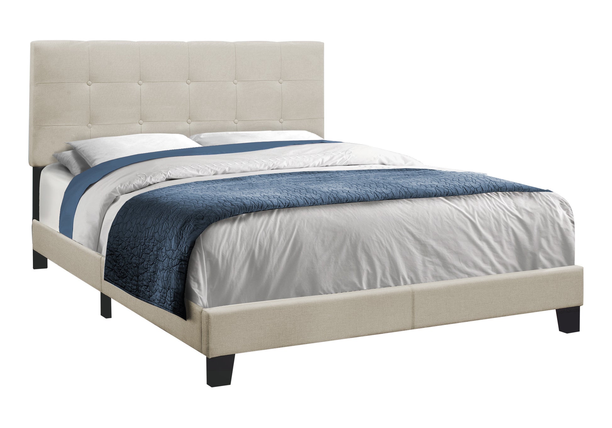 Beige Queen Upholstered Bed Frame-3